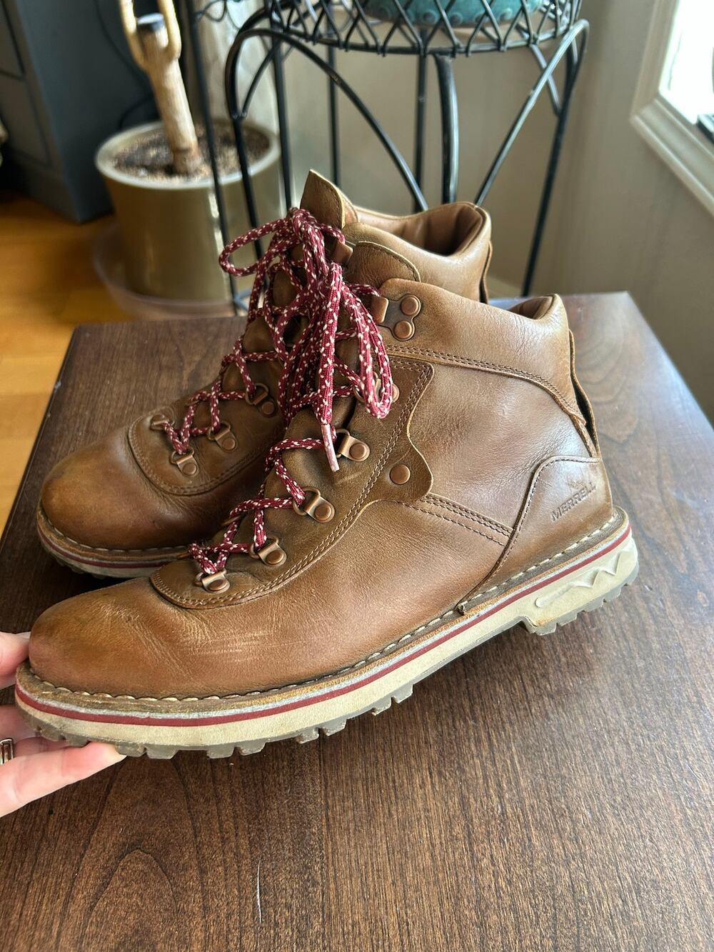 Merrell Sugarbush Essex Waterproof Boots brown leather size 8 women’s